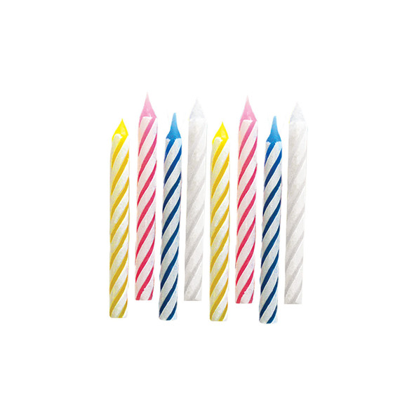 Assorted Colors Candy Stripe Classic Spiral Birthday Cake Party Candles