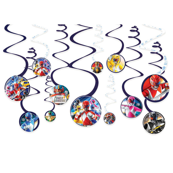 Power Rangers Birthday Party Swirl Decorations 12 Pack