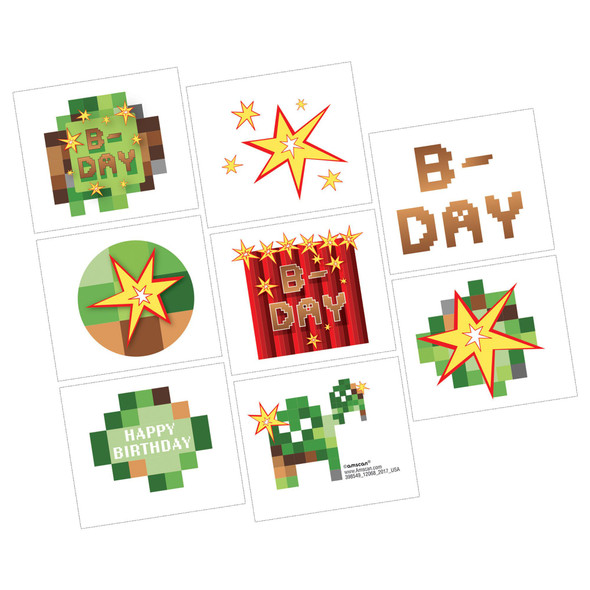 TNT Gaming Birthday Temporary Tattoos Party Favor Pack of 8