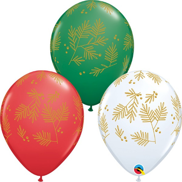 11" Assorted Evergreen Christmas Balloons