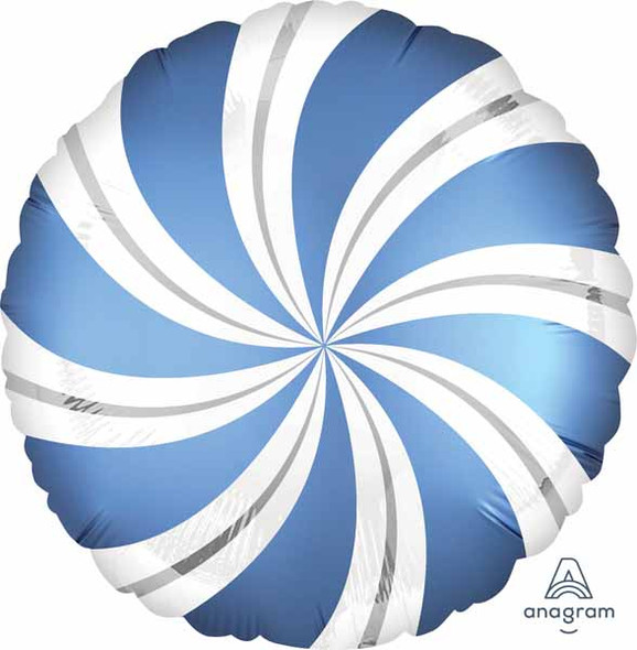 18" Candy Swirls Foil Balloon Blue