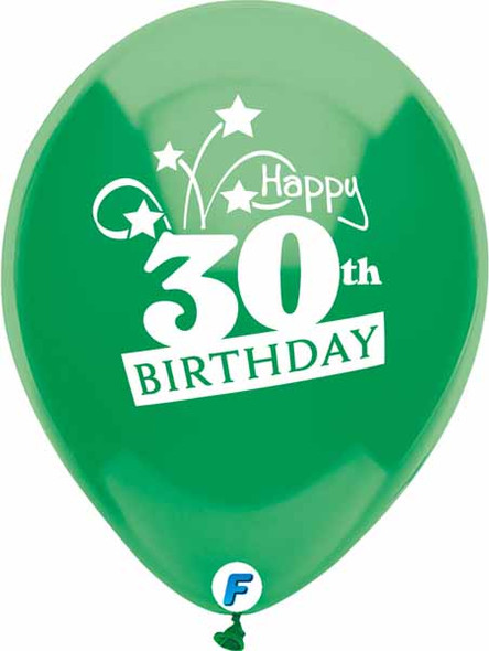 Assorted Colors 30th Birthday Latex Balloons