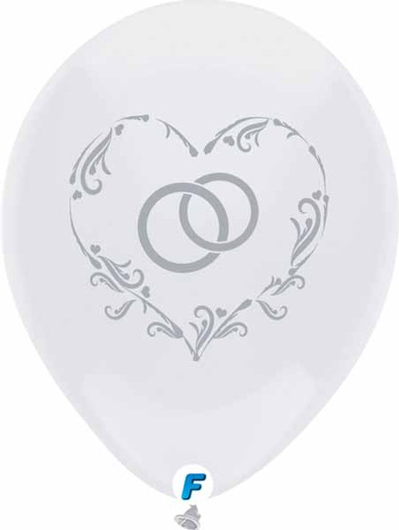 Wedding Bands In A Heart Latex Balloons 8pk