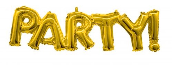 Gold Party! Script Mylar Foil Balloon 17" x 41"