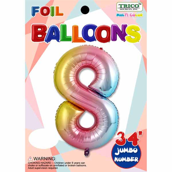 34" Number 8 Supershape Decorative Foil Balloon