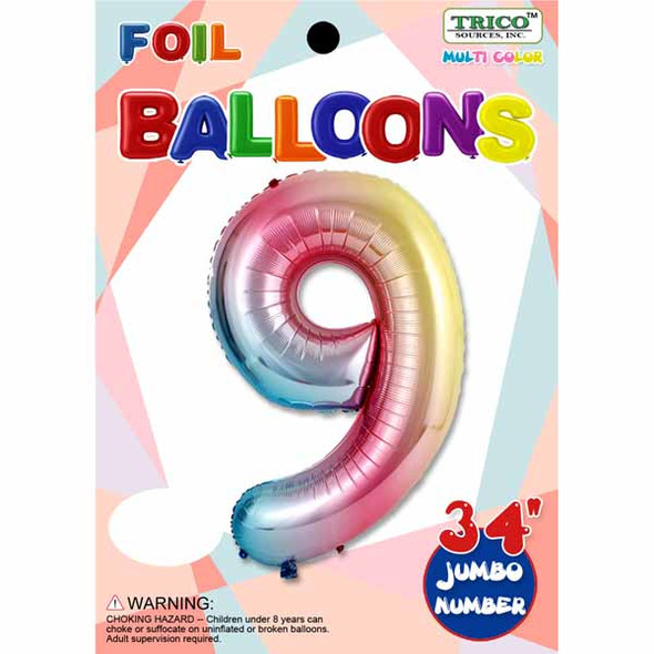 34" Number 9 Supershape Decorative Foil Balloon