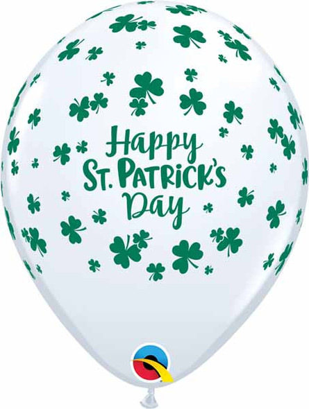 Qualatex 11" Latex Shamrock Confetti Happy St. Patrick's Day Balloon