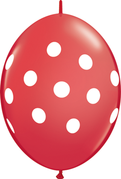 Qualatex 12" Latex Balloon Quicklink Red White Polka Dots