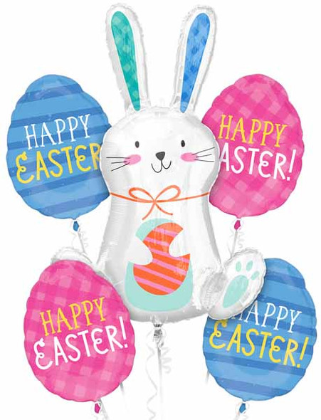 Anagram Funny Bunny Happy Easter Balloon Bouquet 5 Mylar Foil