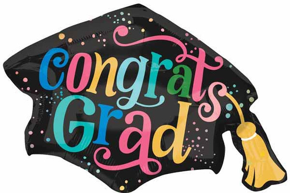 Anagram Supershape 31" Congrats Grad Graduation Cap Foil Balloon Party Decor