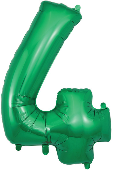 34" Green Number 4 Supershape Foil Mylar Balloon