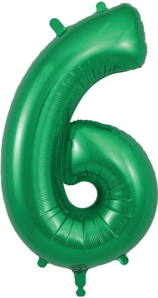 34" Green Number 6 Supershape Foil Mylar Balloon