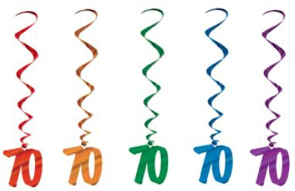 Number 70 Whirls Metallic Spiral 70th Birthday Anniversary Party Decorations