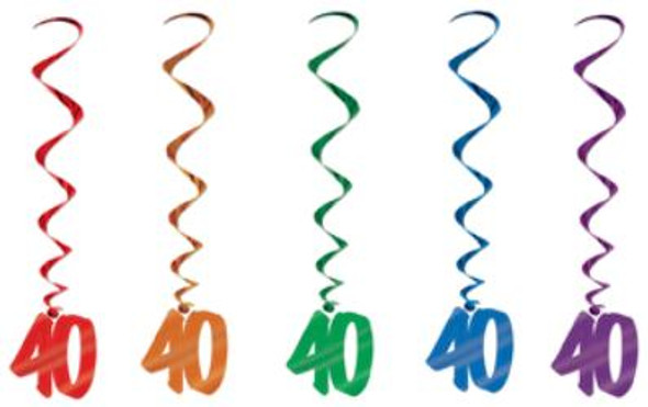 Number 40 Whirls Metallic Spiral 40th Birthday Anniversary Party Decorations