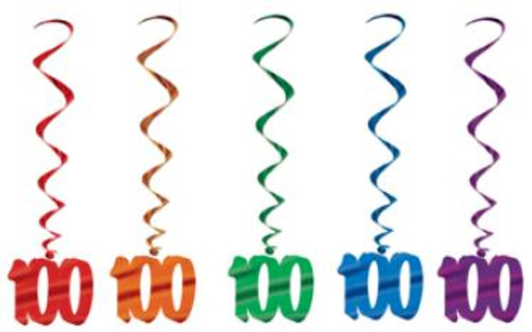 Number 100 Whirls Metallic Spiral 100th Birthday Anniversary Party Decorations