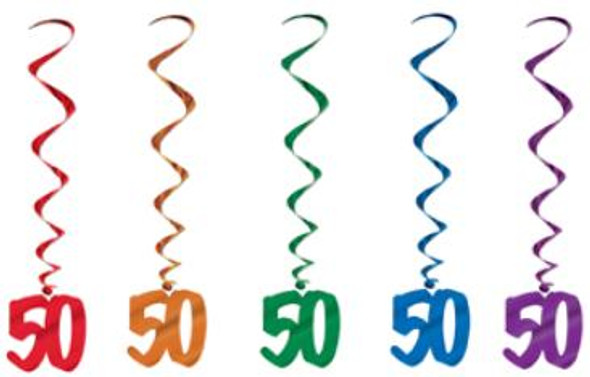 Number 50 Whirls Metallic Spiral 50th Birthday Anniversary Party Decorations