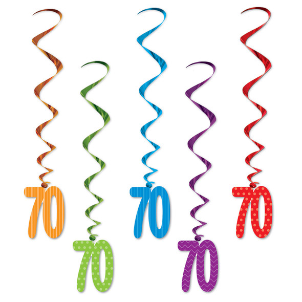 Number 70 Whirls Metallic Spiral 70th Birthday Anniversary Party Decorations