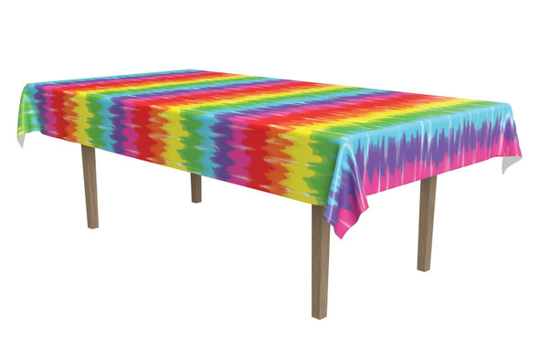 Tie Dyed 70s Theme Plastic Table Cover