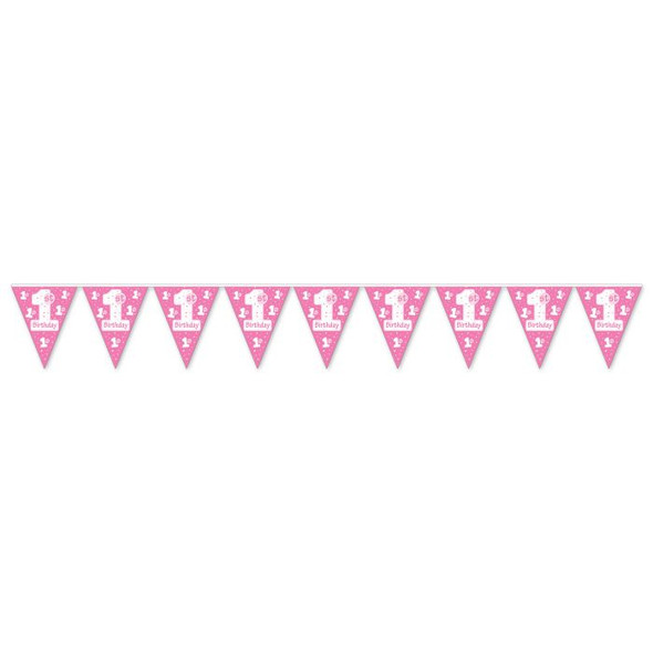 Pink 1st Birthday Banner