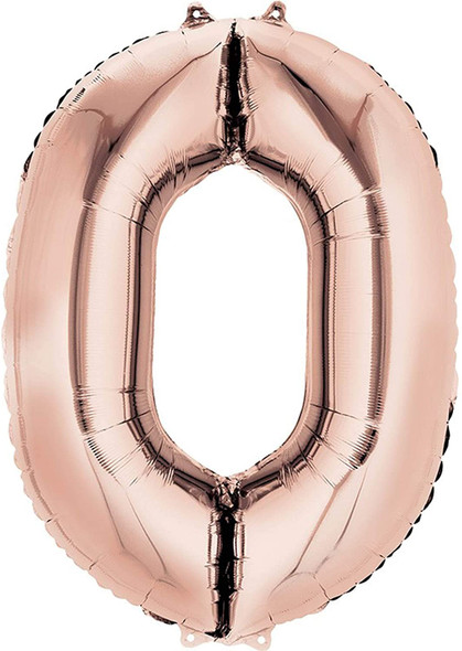 Number 0 Balloon in Rose Gold
