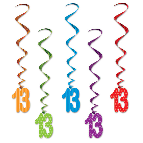 Number 13 Whirls Metallic Spiral Swirls 13th Birthday Anniversary Party Decorations