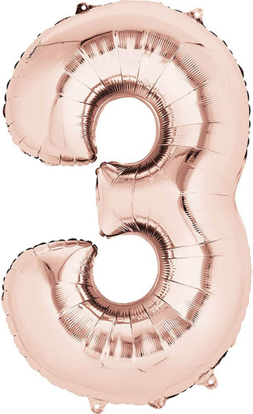 Number 3 Balloon in Rose Gold