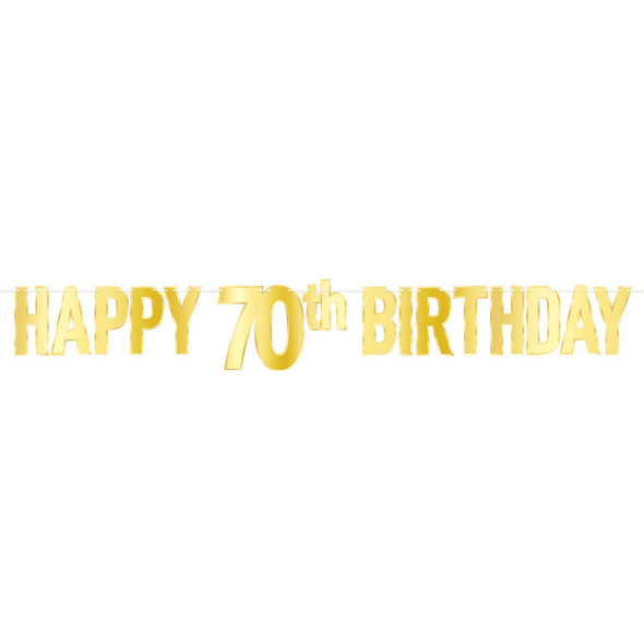 Happy 70th Birthday Gold Banner
