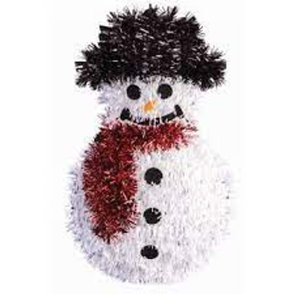 13" Tinsel Snowman Christmas Holiday Wall Decoration