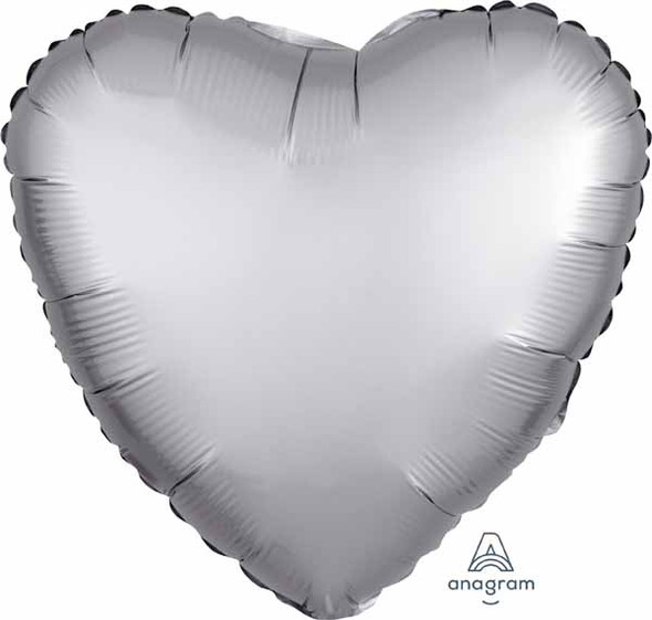 18" Platinum Heart Satin Luxe Balloon