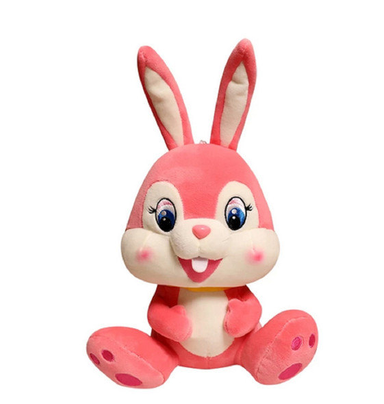 Cute Sitting Big Tooth Pink Easter Bunny Squishy Plush Toy