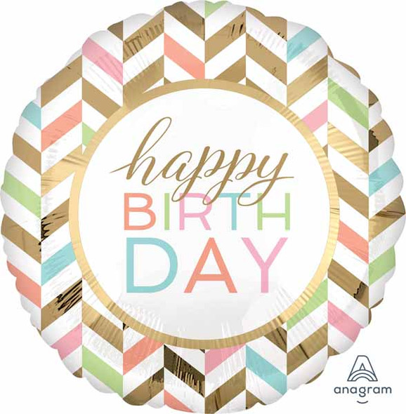 Anagram 28" Jumbo Pastel Chevron Happy Birthday Foil Balloon Party Decor