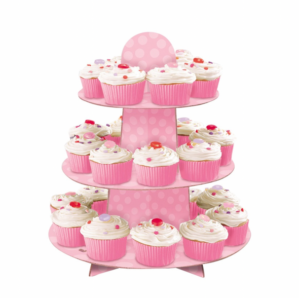 Pink Polka Dot Cupcake Stand Party Decor