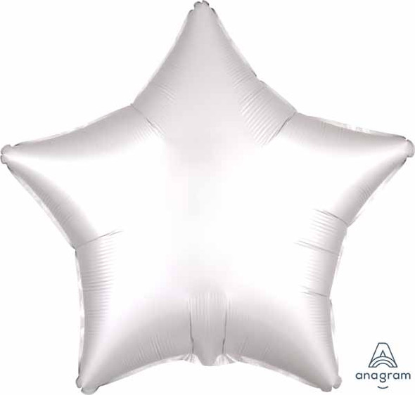 19" Star Satin Luxe White Satin Foil Balloon