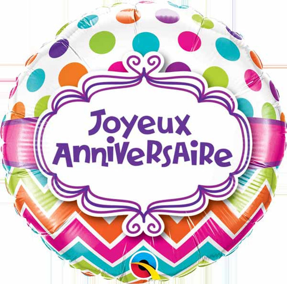 Chevron & Polka Dots French Theme Balloon For Anniversary