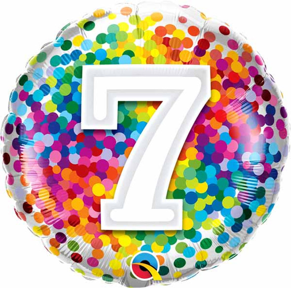 7th Birthday Rainbow Confetti Balloon