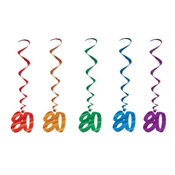 Number 80 Whirls Metallic Spiral 80th Birthday Anniversary Party Decorations