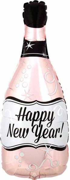 Rose Gold Happy New Year Champagne Bottle Balloon