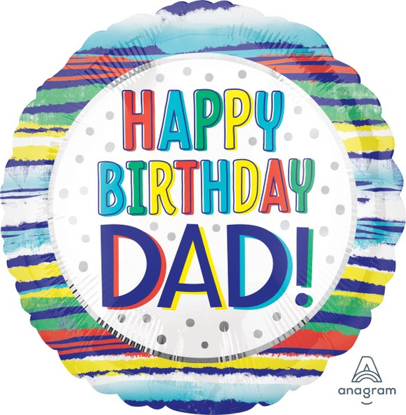 Happy Birthday Dad 18" Colorful Balloon