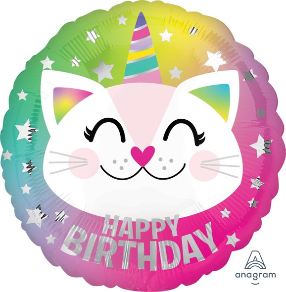 Happy Birthday Caticorn Unicorn Cat Foil Balloon