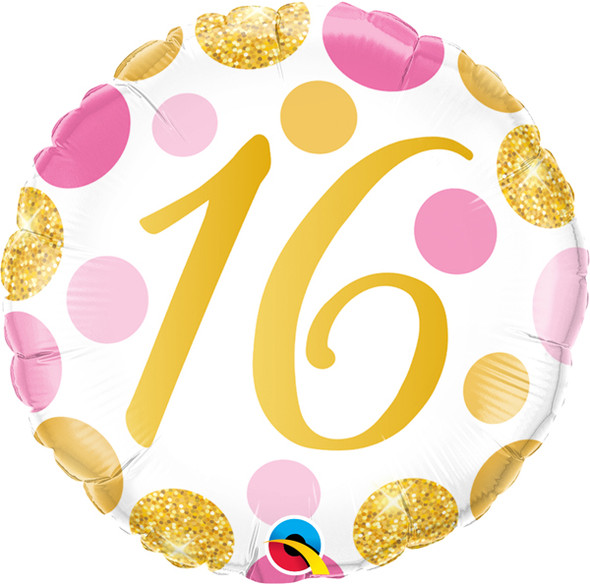 16th Birthday Pink & Gold  Round Balloon