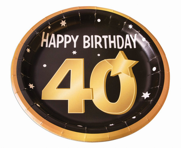 40th birthday paper plates 8pcs