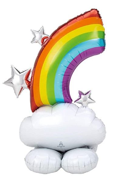 Jumbo  Colorful Rainbow with Stars Clouds Airloonz Balloon Decoration