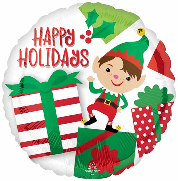 Happy Holiday Cute Elf Foil Balloon