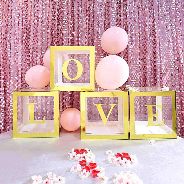 Love Blocks Valentine Decor Gold