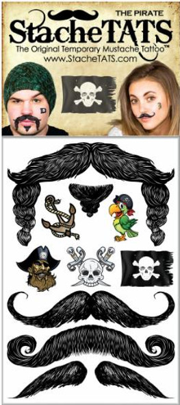 Pirate mustache temporary tattoos