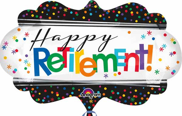 Happy Retirement 27" Shaped Balloon with polka dots