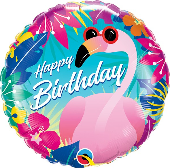 Happy Birthday Flamingo Print Balloon