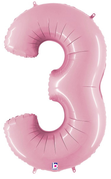 Huge Number 3 Pastel Pink Balloon