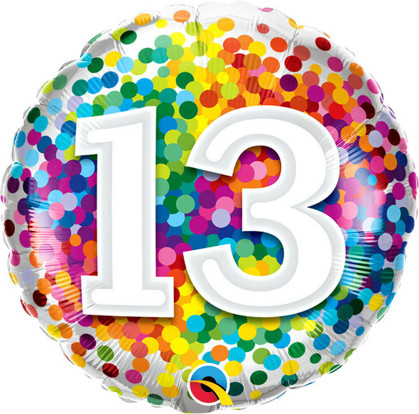 Happy 13 Birthday Confetti Print Balloon