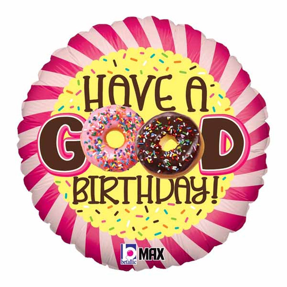 Happy Birthday Donuts Round Shape Foil Balloon